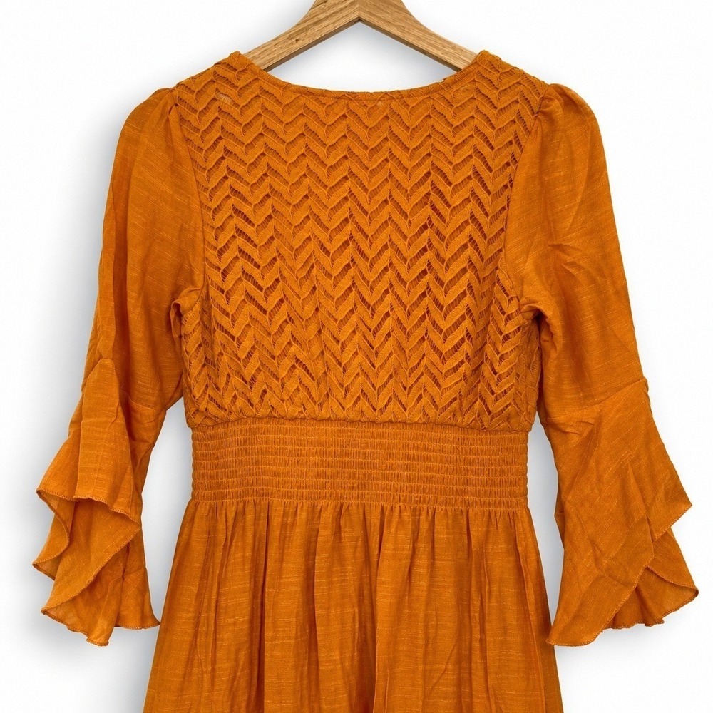 Anthropologie Kings Road Large Maxi Dress Orange Witchy Cottagecore Boho Fairy - Picture 5 of 7